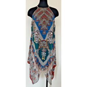 INC Halter Paisley Handkerchief Hem Dress Lined International Concepts Summer 6